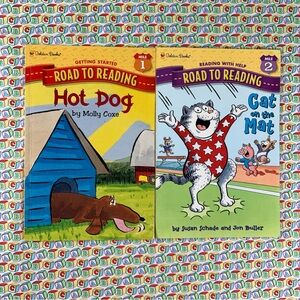 Golden Books Road to Reading Set - Hot Dog & Cat on the Mat Book Bundle.